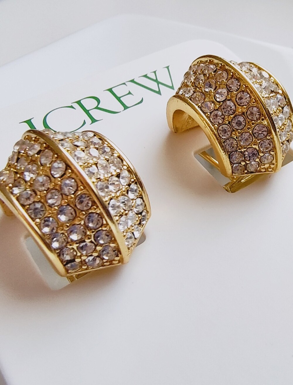NWT J. Crew Angular Scoop Pave Earrings - Gold - Picture 7 of 9
